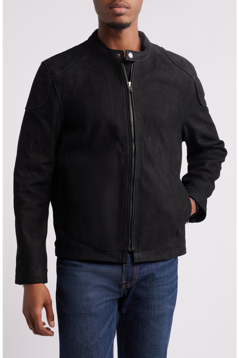 Modern Racer Leather Jacket, Main, color, BLACK