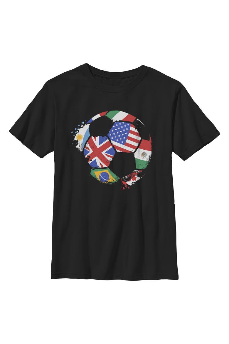 Boy's Lost Gods Country Flags Soccer Union  Graphic T-Shirt, Main, color, Black