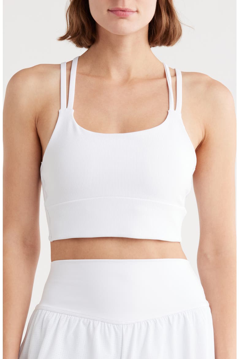 Strappy Rib Sports Bra, Main, color, WHITE
