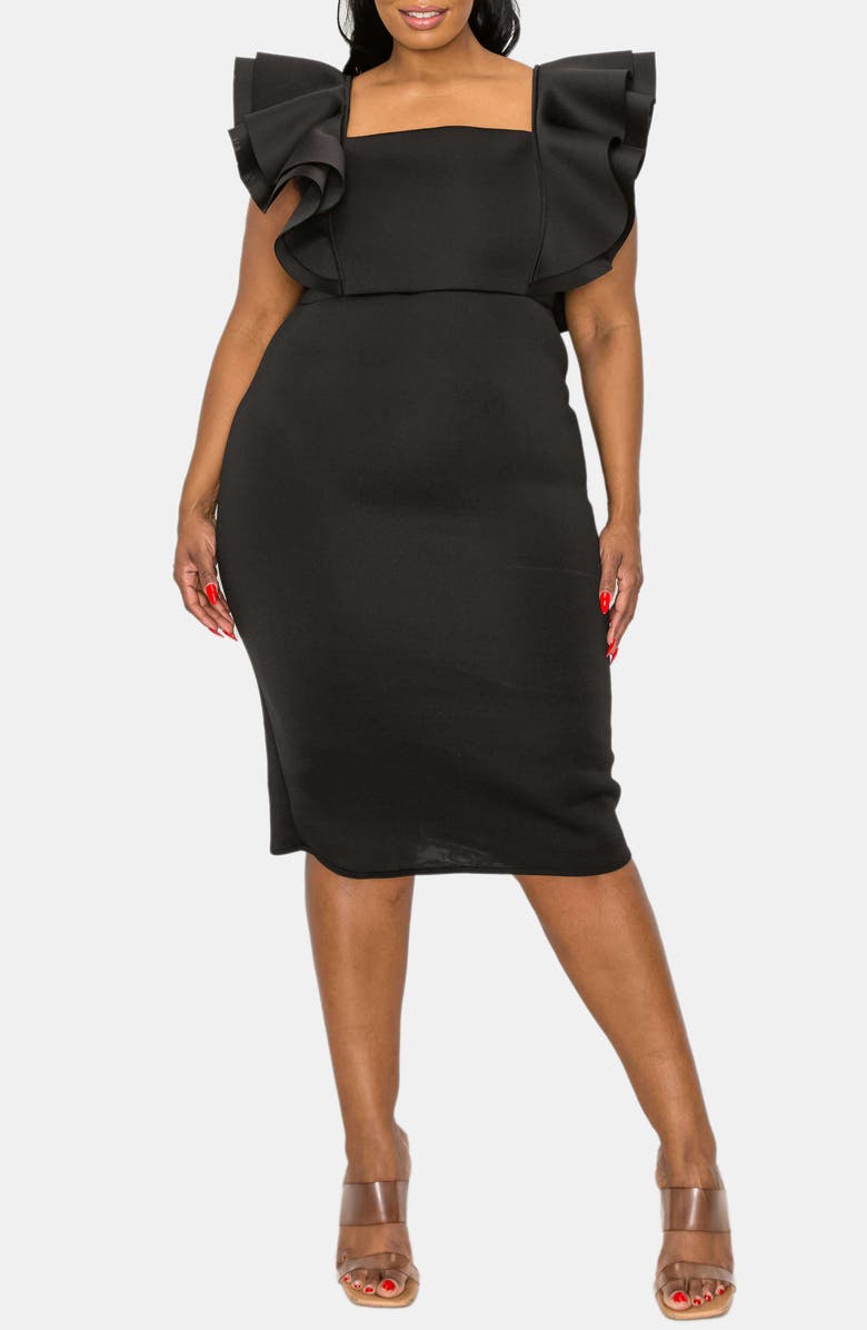 L I V D Charlie Flutter Sleeve Midi Dress, Main, color,