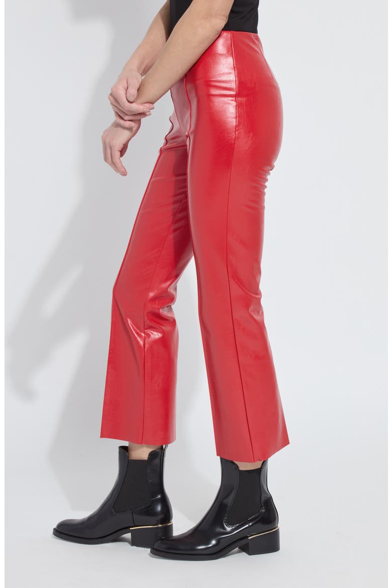 'Lyssentials Elysse Faux Leather Ankle Bootcut Pants, Alternate, color, EXTRA ORDINARY RED