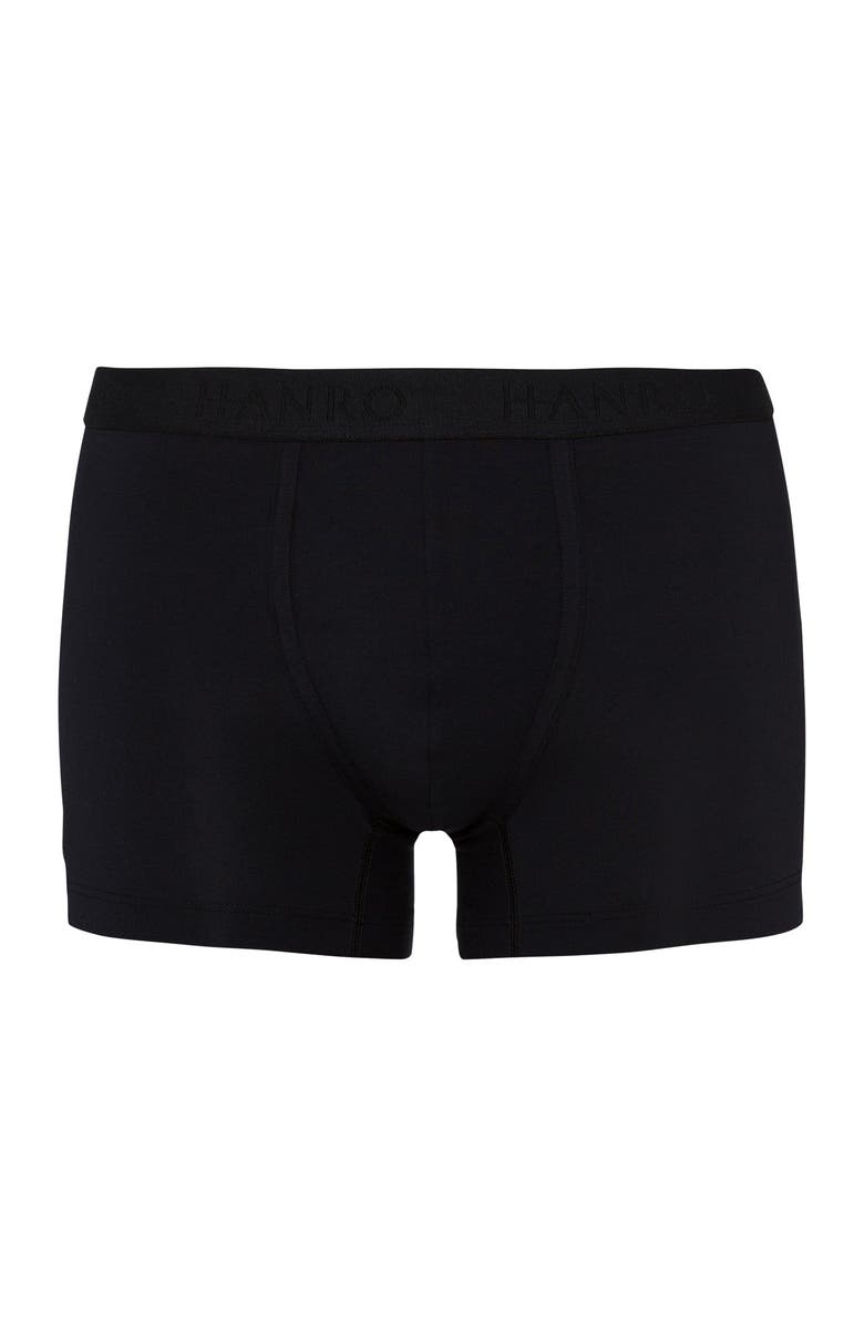 Hanro Cotton Essentials Cotton Boxer Brief, Main, color, All Black