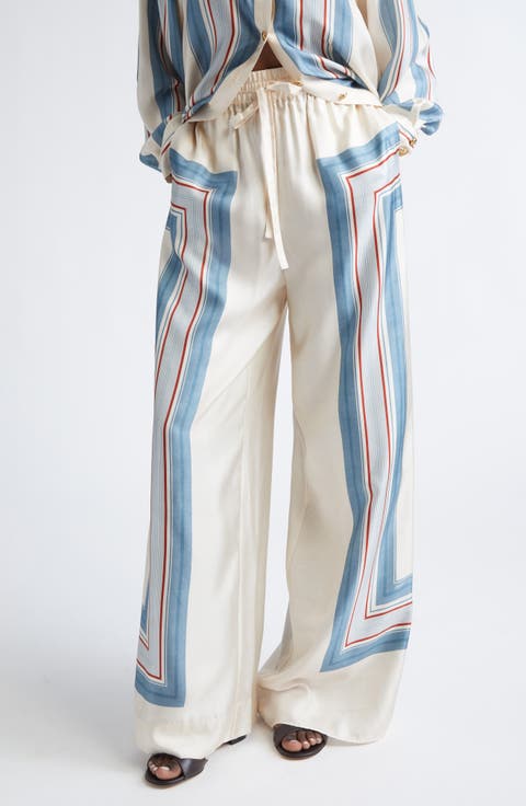 Stripe Silk Track Pants (Regular & Petite)