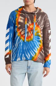 Off-White Tie Dye Knit Cotton Blend Hoodie