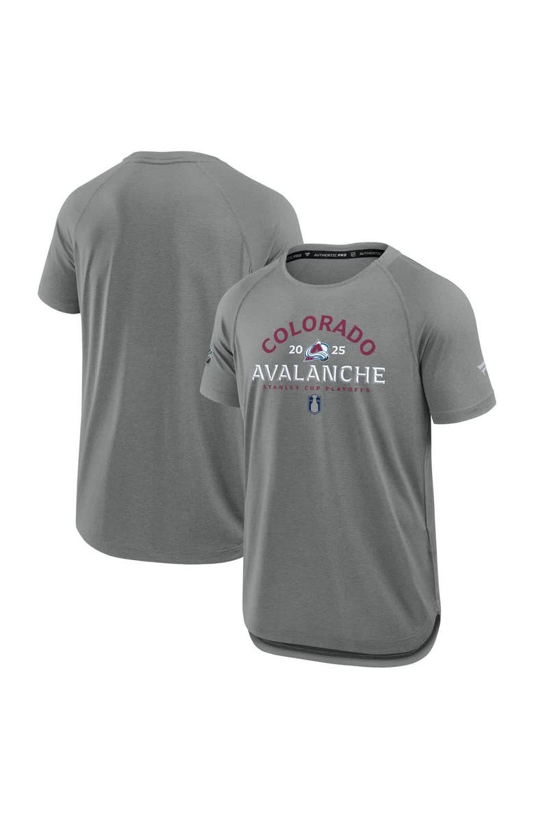 FANATICS Men's Fanatics Heather Gray Colorado Avalanche 2025 Stanley Cup Playoffs Authentic Pro Rink Performance T-Shirt, Main, color, 