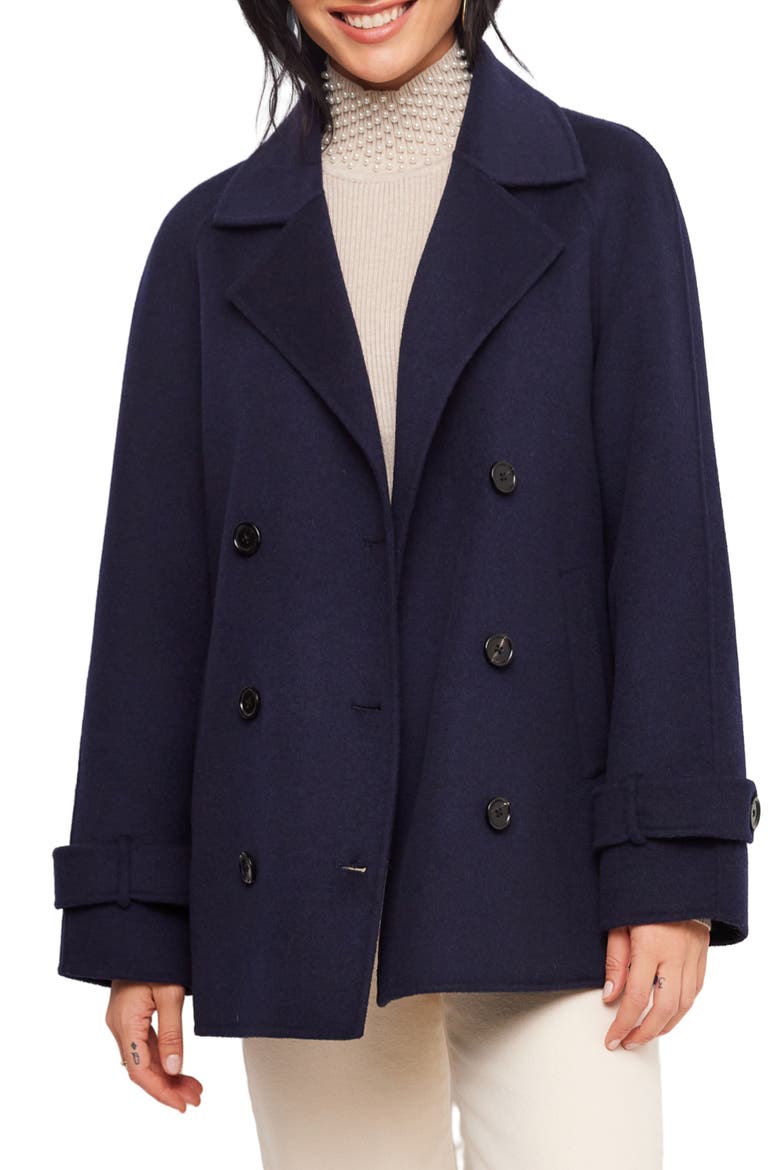 Brushed Wool Blend Peacoat, Main, color, NAVY