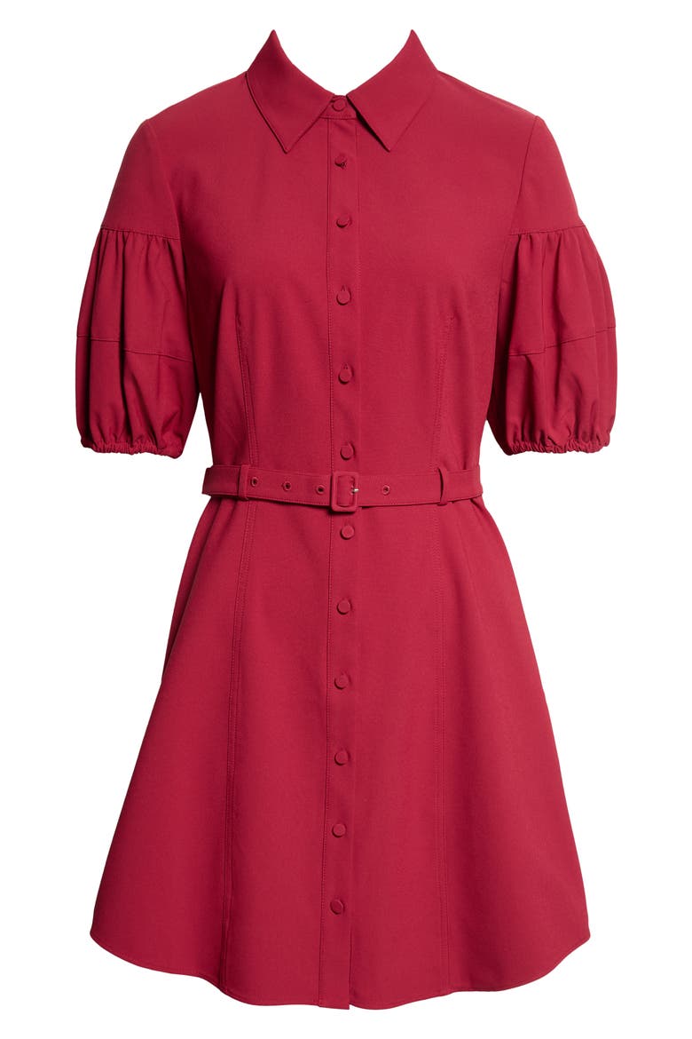 Norel Puff Sleeve Shirtdress, Alternate, color, BERRYWINE