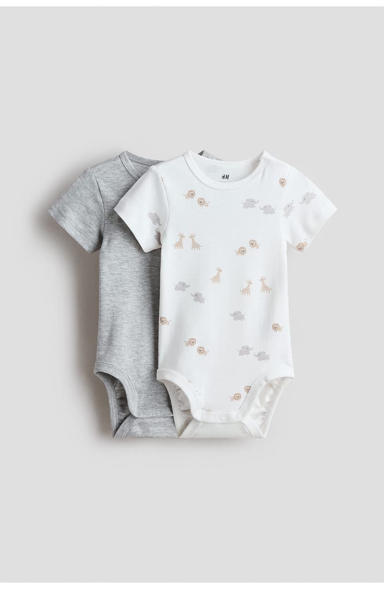 H&M 2-pack Cotton Bodysuits, Main, color, 