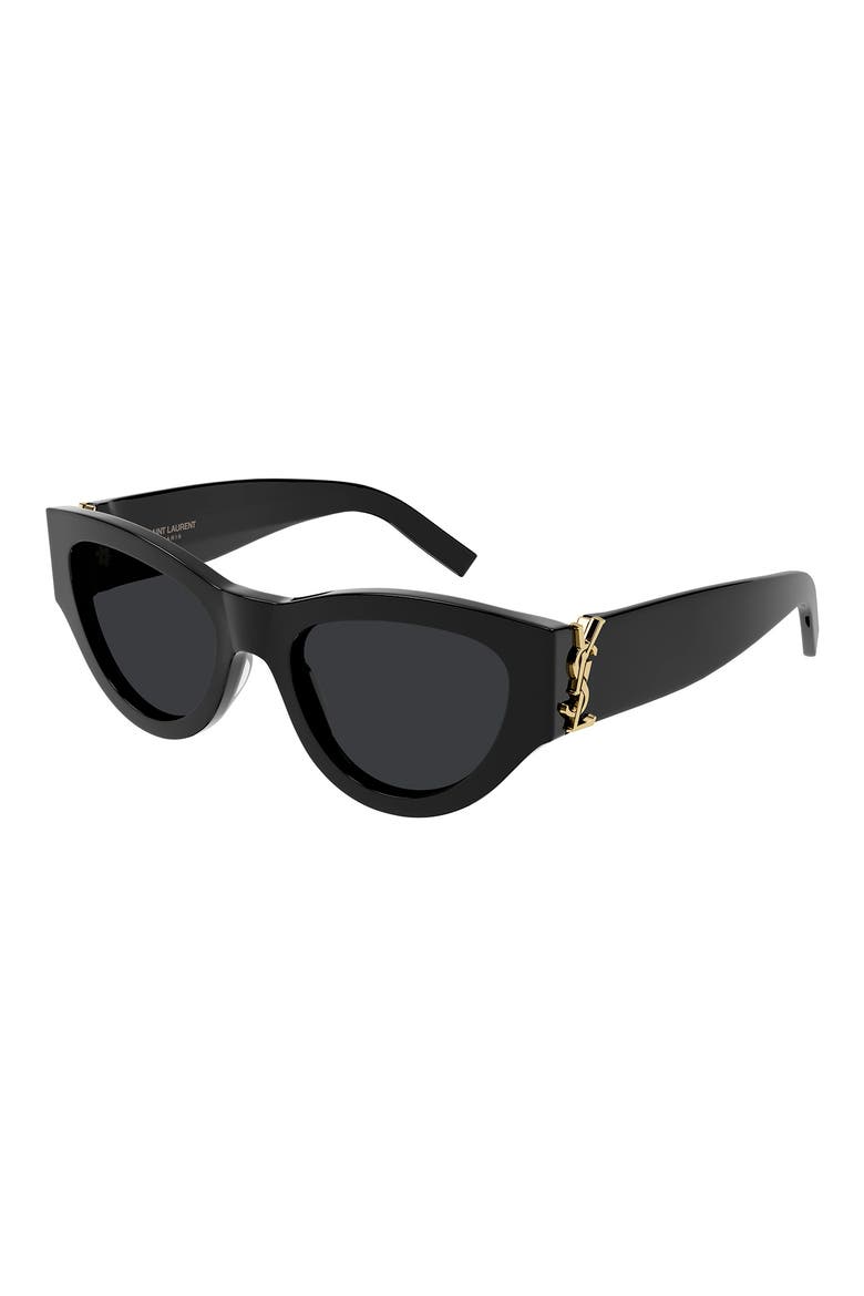 53mm Rectangular Sunglasses, Main, color, BLACK