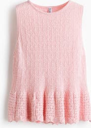 H&M Pointelle-knit Peplum Top