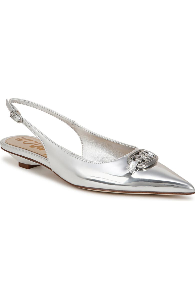 Sam Edelman Aggie Pointed Toe Slingback Flat, Main, color, Soft Silver