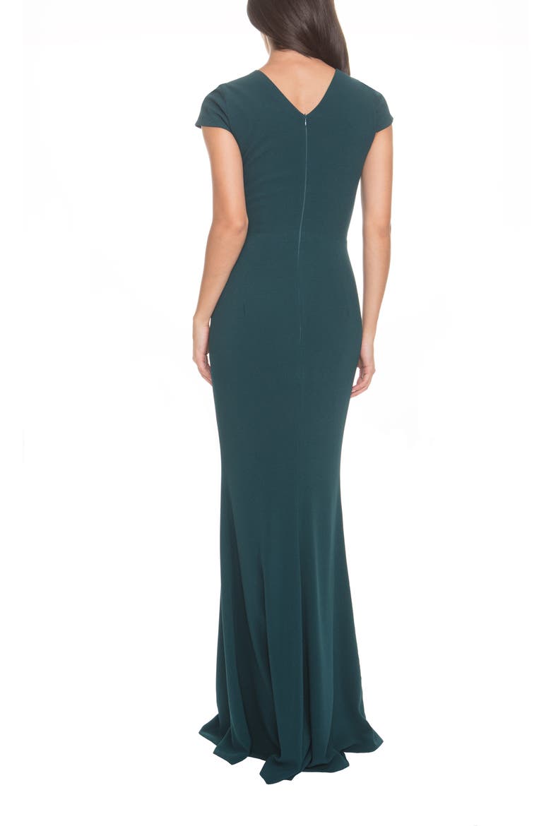 Karla V-Neck Trumpet Gown, Alternate, color, PINE