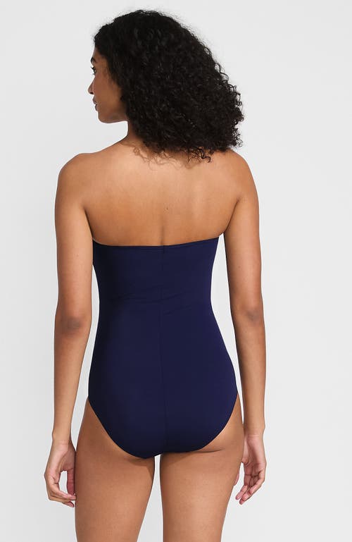 Lands' End Slender Suit Tummy Control U-wire Bandeau One Piece Swimsuit In Deep Sea Navy