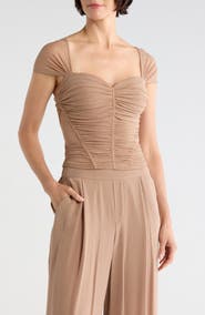 L'AGENCE Asuka Shirred Mesh Top
