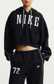 Nike Studio Fleece Oversized Full Zip Cropped Graphic Hoodie