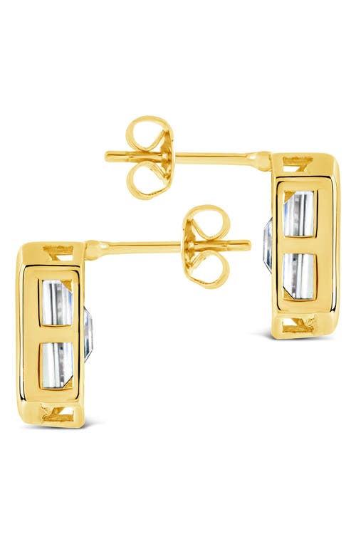 Sterling Forever Camille Bezel Cubic Zirconia Stud Earrings In Gold