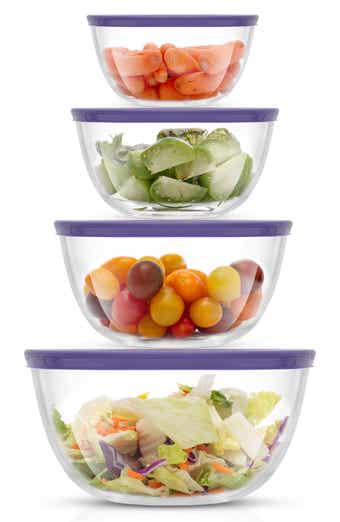 JoyJolt Set of 4 Thick Glass Mixing Bowls with Airtight Lids