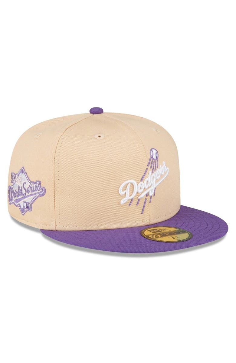 New Era Men's New Era Peach/Purple Los Angeles Dodgers 1988 World Series Side Patch 59FIFTY Fitted Hat, Main, color, Orange