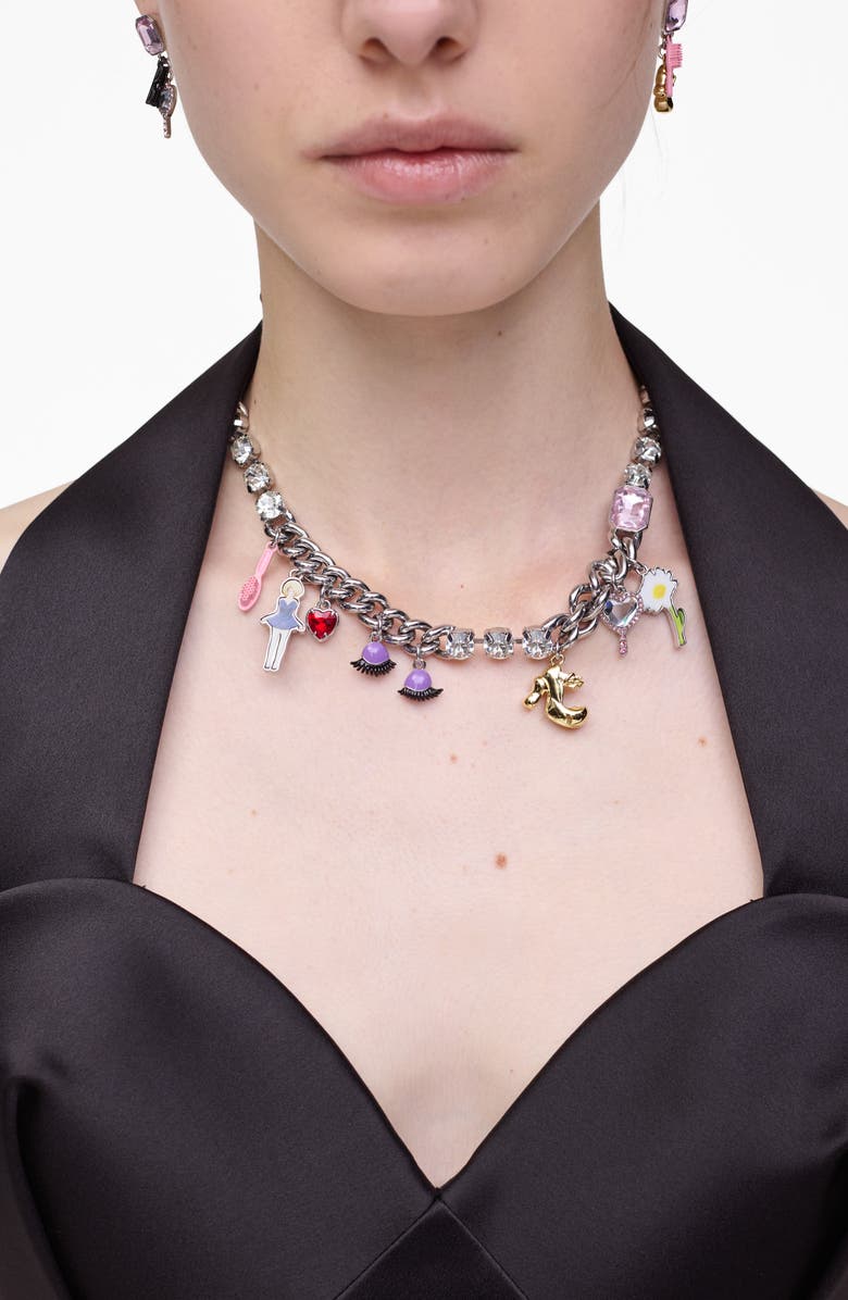 Marc Jacobs Dollhouse Charm Necklace, Alternate, color, Silver Multi
