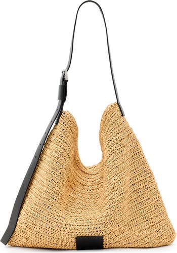 AllSaints Asha Straw Shoulder Bag Nordstrom