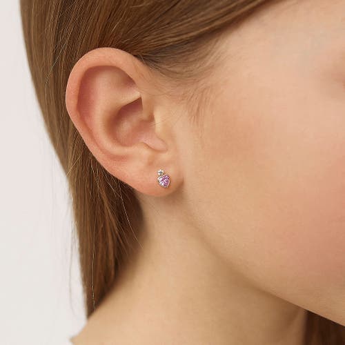In Season Jewelry 14k Royal Heart Cubic Zirconia Earrings In Pink
