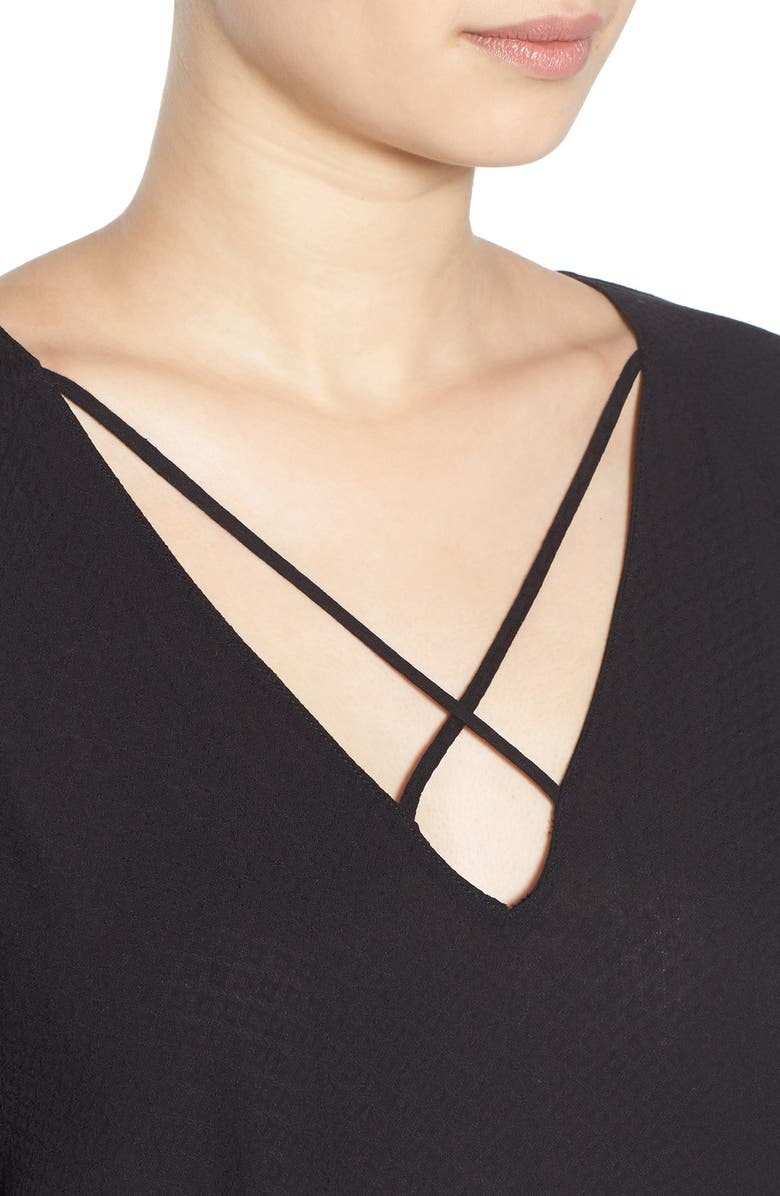 All in Favor Strappy Long Sleeve Woven Blouse, Alternate, color, 