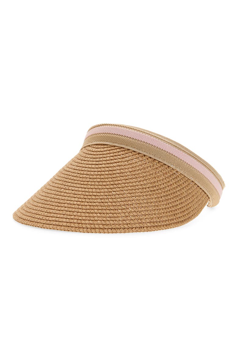 KIds' Stripe Band Straw Visor, Main, color, NATURAL