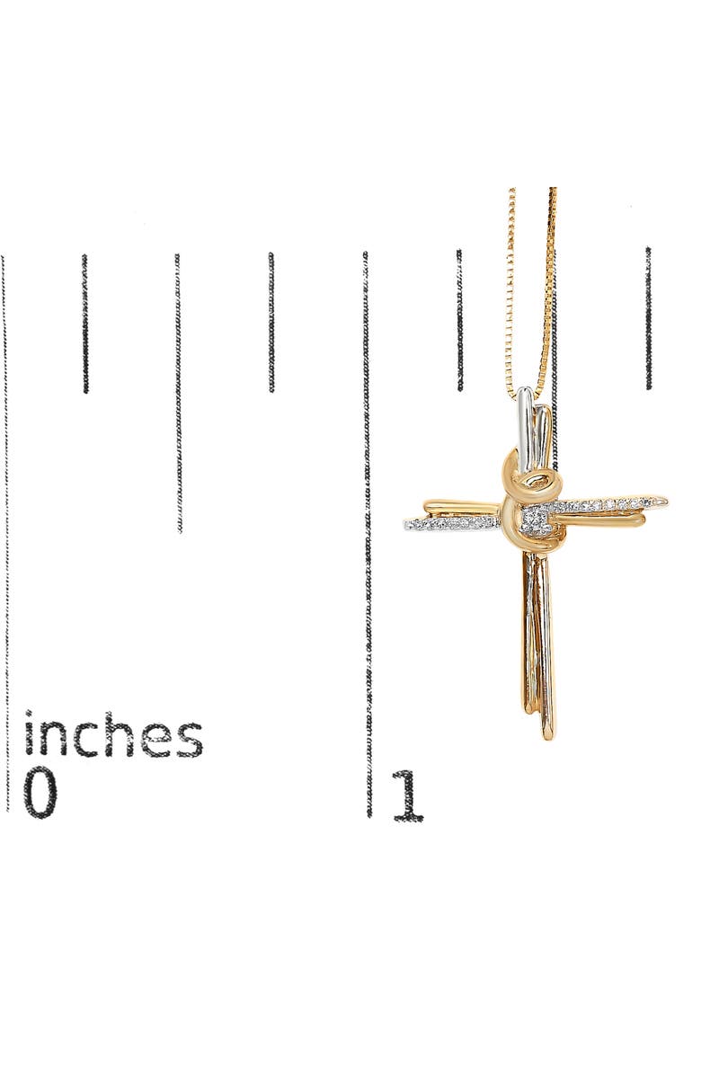Haus of Brilliance Espira 10K Two-Tone Gold Diamond-Accented Cross Pendant Necklace, Alternate, color, Yellow