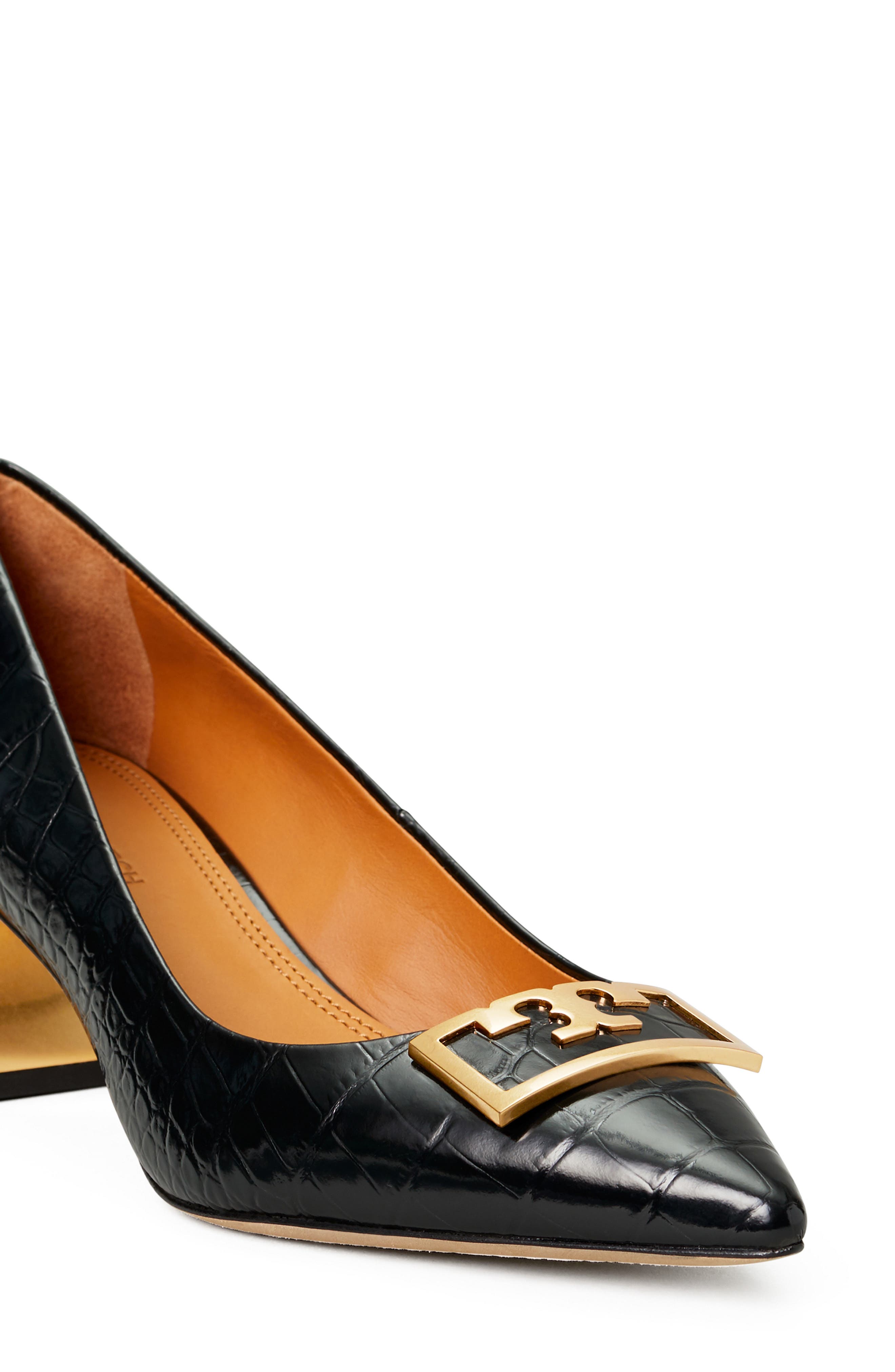 Tory Burch Gigi Croc Embossed Pointed Toe Pump, Alternate, color, 