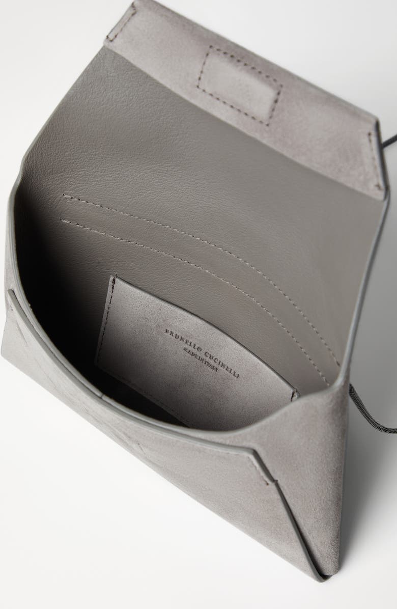 Brunello Cucinelli BC Duo pochette in suede with precious chain, Alternate, color,