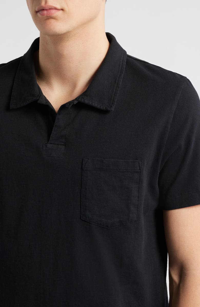 MERZ B SCHWANEN Classic Organic Cotton Jersey Polo with Pocket, Alternate, color, Deep Black
