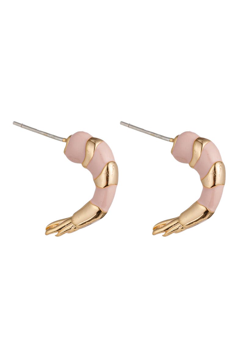 Tiger Shrimp Enamel Stud Earrings, Main, color, GOLD