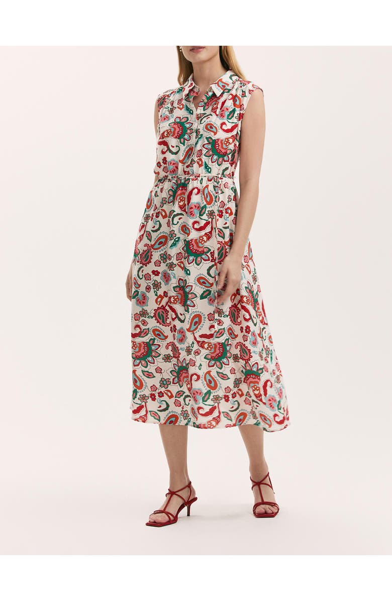Finery London Alida Floral Midi Shirt Dress, Alternate, color, Ivory Paisley