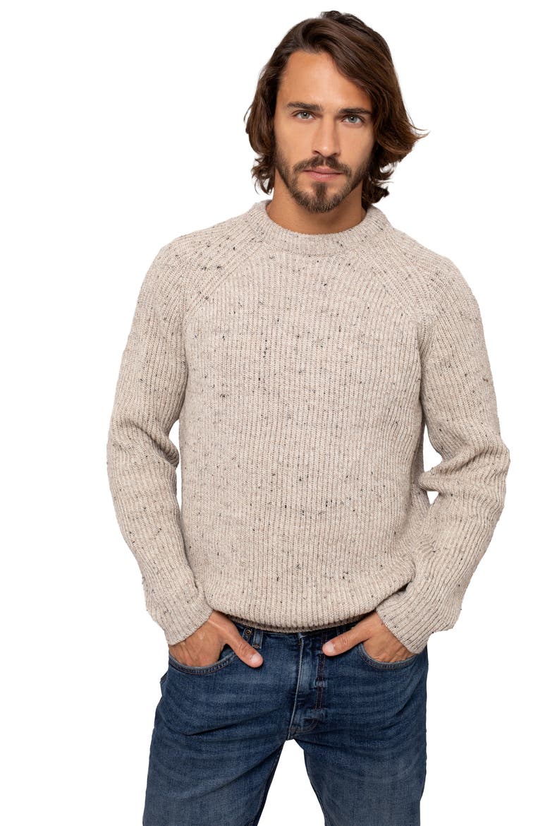 British Ribbed Fishermans Sweater, Main, color, OATMEAL FLECK