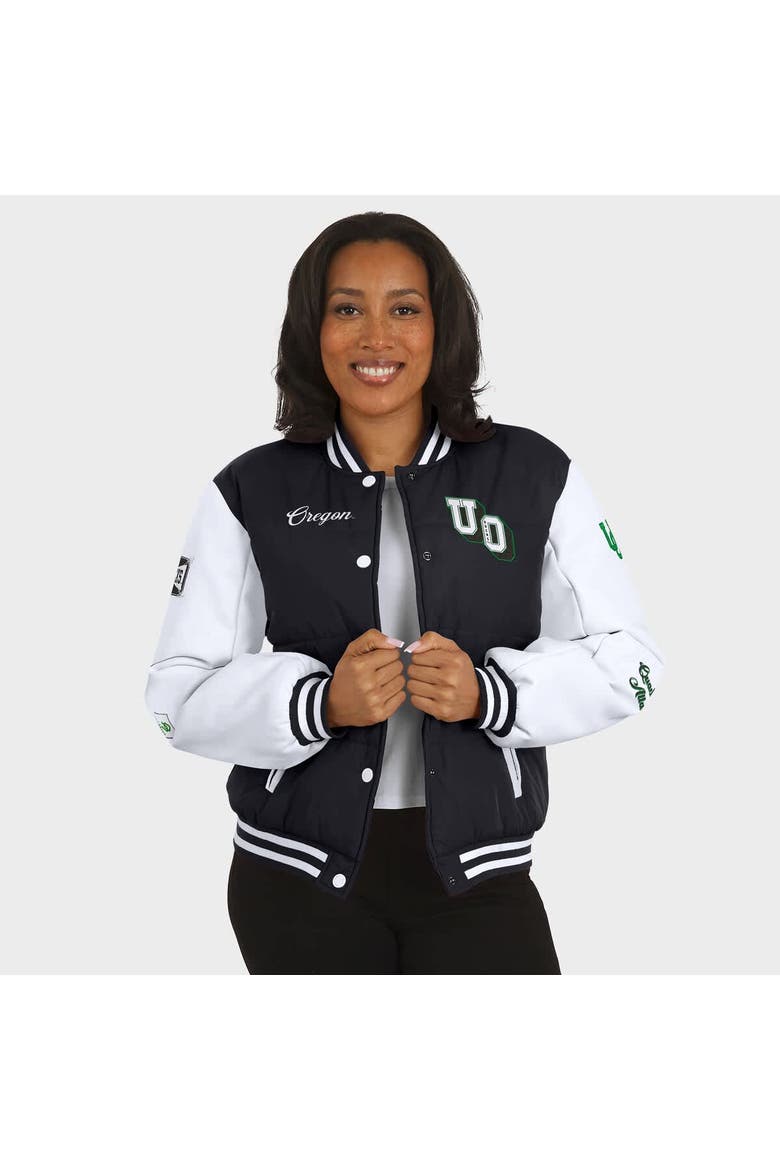 Women's WEAR by Erin Andrews  Black Oregon Ducks Varsity Puffer Jacket, Alternate, color, Black