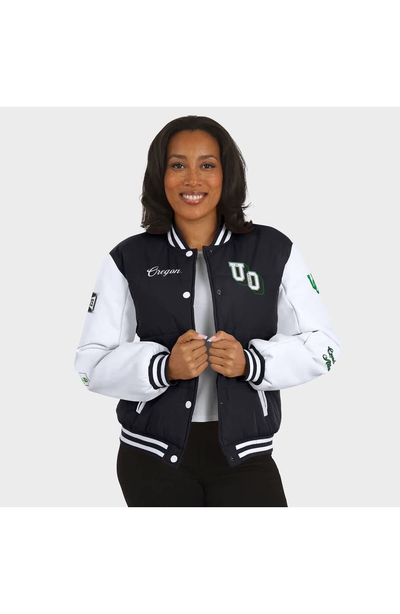 WEAR by Erin Andrews Women's WEAR by Erin Andrews  Black Oregon Ducks Varsity Puffer Jacket, Alternate, color, Black