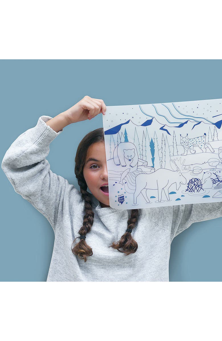 Scrunch Boreal Forest Reusable Coloring Mat & Washable Markers, Alternate, color, Multi