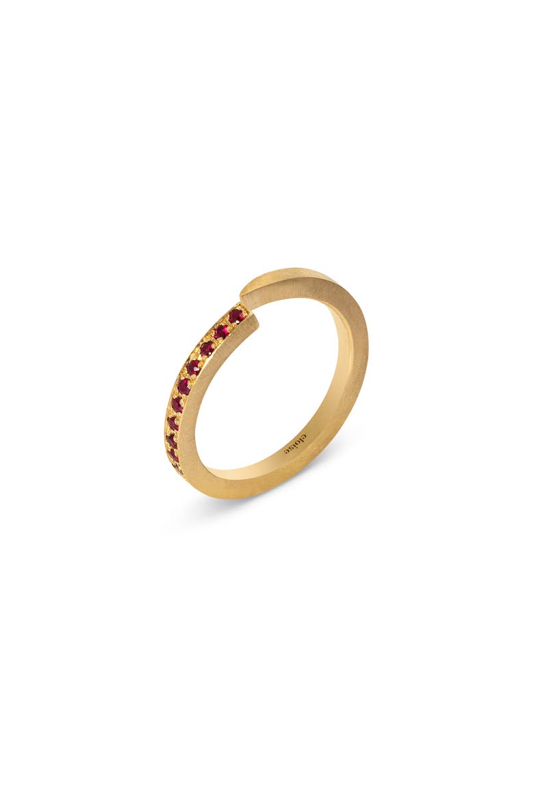 Crescent Moon Ring Natural Ruby. Handmade in Italy, Main, color, Ruby