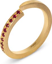Eloise Jewelry Crescent Moon Ring Natural Ruby. Handmade in Italy
