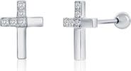 BLACKJACK Men's Cubic Zirconia Cross Stud Earrings