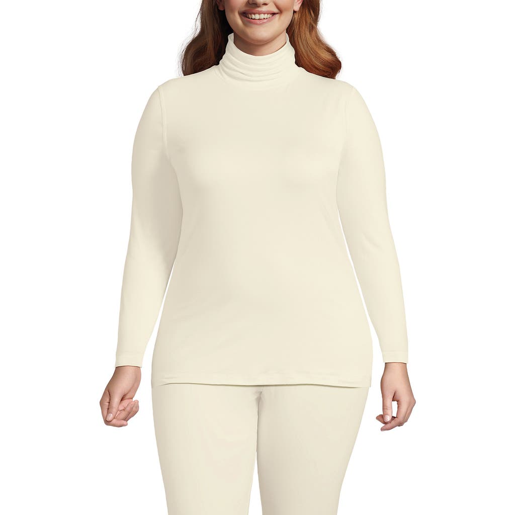 Lands' End Plus Size Baselayer Cozy Thermaskin Turtleneck Top In Multi