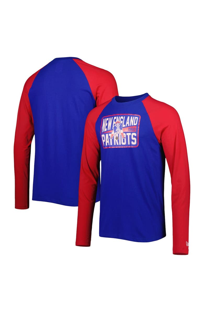 New Era Men's New Era Royal New England Patriots Throwback Raglan Long Sleeve T-Shirt, Main, color, Royal