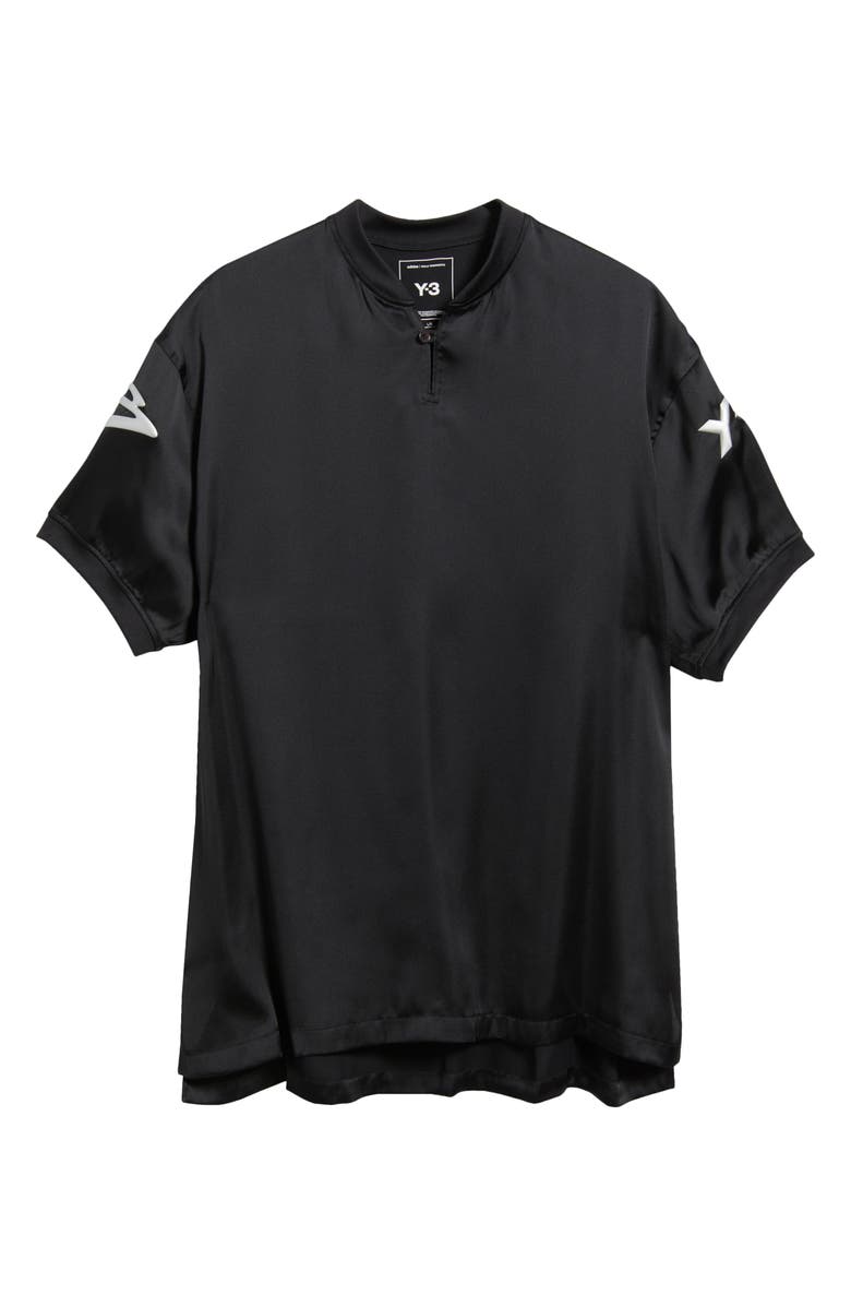 Y-3 Liquid Logo Satin Jersey, Main, color, Black