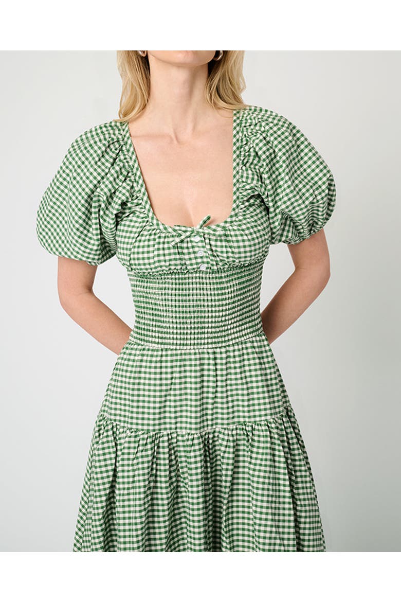 Smocked Waist Midi Dress, Alternate, color, FERN MULTI