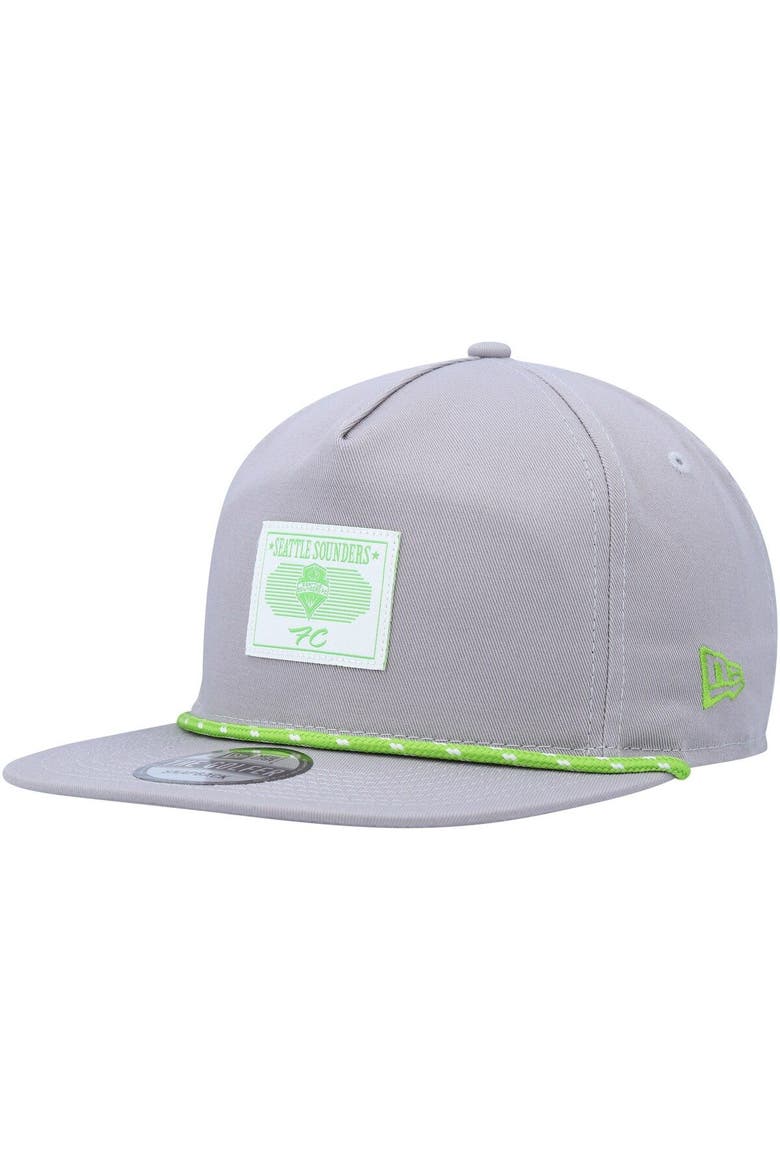 Men's New Era Gray Seattle Sounders FC Patch Golfer Adjustable Hat, Main, color, Gray