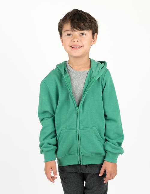 Leveret Kids Zip-up Sweatshirt Hoodie, Cotton Blend, Solid Colors In Green