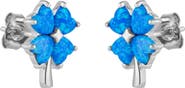 Spero London Blue Opal Four Leaves Clover Sterling Silver Stud Earring