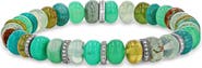 Sheryl Lowe Green Mix 8mm Bead Bracelet with Five Diamond Rondelles