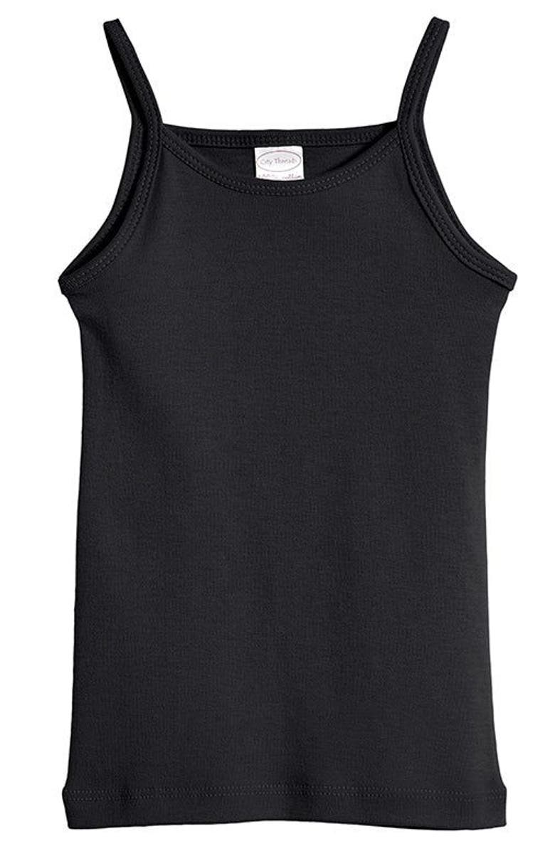 CITY THREADS Girls Soft 100% Cotton Camisole, Main, color, Black
