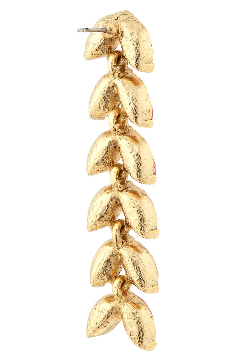 Oscar de la Renta Crystal Leaf Linear Drop Earrings, Alternate, color, 